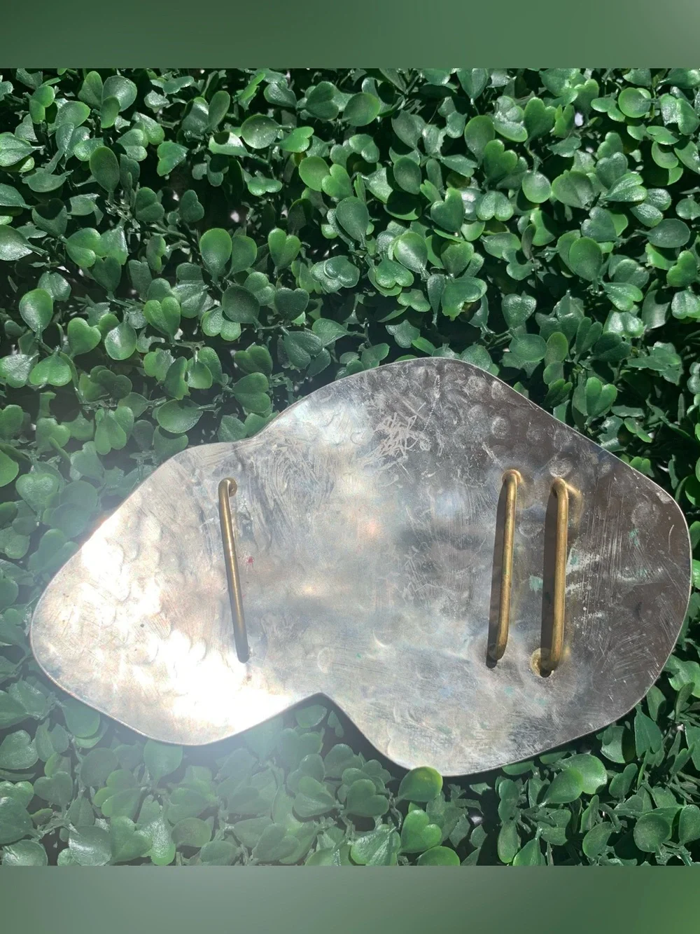 Really cool vintage 80s hammered metal abstract saxophone jazz belt buckle